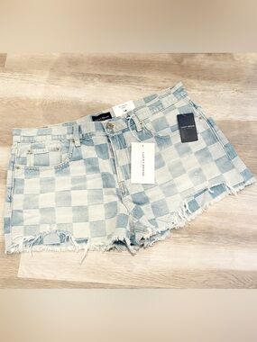 NWT LUCKY BRAND CHECKERED DENIM SHORTS